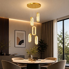 Lustră suspendată LED cristal 120W, telecomandă, dimabilă, LT360-5