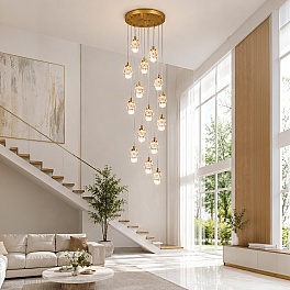 Lustră suspendată LED cristal 150W, 15 pendule, dimabilă, LT348-15
