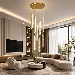 Lustră suspendată LED Crystal 216W, telecomandă, dimabilă, LT359-9