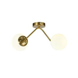 Lustra aplicata N36377-2, 2 x E27, cu abajururi din sticla, aurie