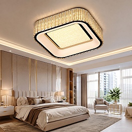Lustră aplicată LED cristal Aurora 128W (64Wx2), telecomandă, 500x500, PRO-A6158