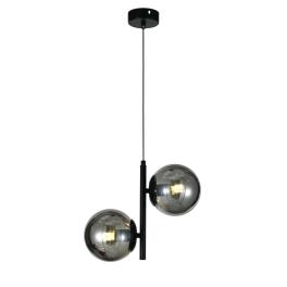 Lustra suspendata RF-N6804-2, 2 × E27, cu abajururi din sticla, negru, inaltime reglabila