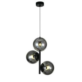 Lustra suspendata RF-N6804-3, 3 × E27, cu abajururi din sticla, negru, inaltime reglabila