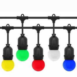Ghirlanda Luminoasa 20m cu 20 BecurI LED Colorate 3W E27 IP44 Interconectabila