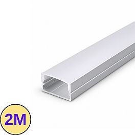 Profil LED Aplicat Aluminiu Argintiu 2M, 23.5mm, PROFILE-S2, Dispersor Alb