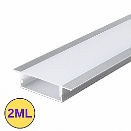 Profil LED incastrat, 41x10 mm, aluminiu argintiu, 2M, PROFILE-R3, pentru banda LED pana la 27 mm