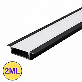 Profil LED incastrat, 41x10 mm, aluminiu negru, 2M, PROFILE-R3, cu dispersor alb