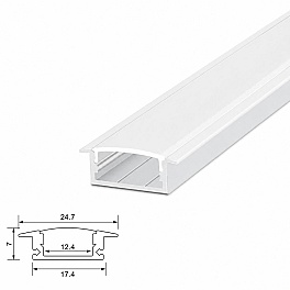 Profil LED incastrat aluminiu PROFILE-R1 argintiu 2M pentru banda LED pana la 12.4 mm