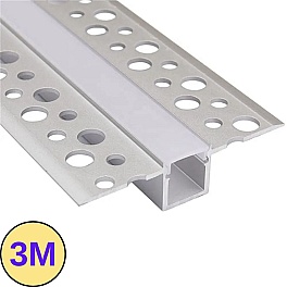 Profil LED Încastrat Aluminiu Argintiu 3M, 55mm, PROFILE-R6, Dispersor Alb