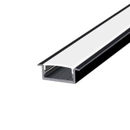 Profil LED încastrat din aluminiu, 2 metri, 24.2 mm lățime, compatibil benzi LED, PROFILE-R1 negru