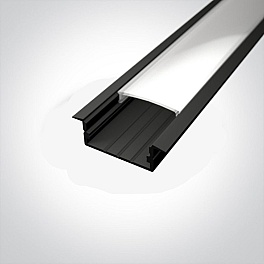 Profil LED incastrat, 29 mm latime, aluminiu negru, 3M, PROFILE-R2, cu dispersor alb