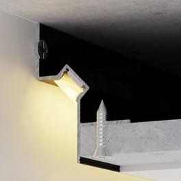 Profil LED scafa Shadow Gap negru 2m, aluminiu incastrat perete si tavan