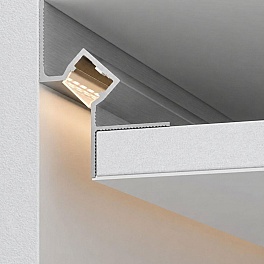 Profil Shadow Gap LED aluminiu 2m canal 15mm unghi 45 fara dispersor WALL-GLOW 45 LP507