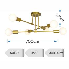 Lustră modernă ASTRA auriu 6xE27 metal 700x200 mm DL75D073G