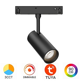 Spot LED pentru Șină Magnetică 10W, 810 lm, 24 grade, CCT3 (3IN1), TUYA LAN, Dimabil, Negru, Magnus M20-TRC045
