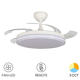 Ventilator Tavan cu Lumină VIDEX 60W CCT3, Alb, Dimabil, Telecomandă, VL-CLF01-60CW