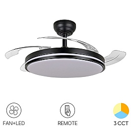 Ventilator Tavan cu Lumină VIDEX 60W CCT3, Negru, Dimabil, Telecomandă, VL-CLF01-60CB