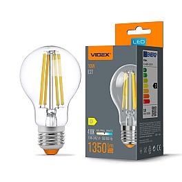 Bec LED filament VIDEX A60, E27, 10W, 1350 lm, 4100K, lumina neutra, VL-A60F-10274