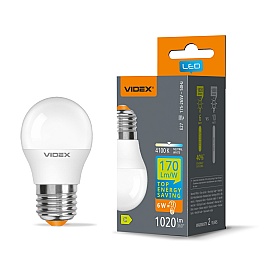Bec LED VIDEX G45 H Series, E27, 6W, 1020 lm, 4100K, lumina neutra, VL-G45h-06274