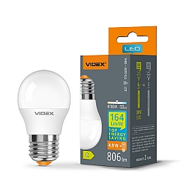 Bec LED VIDEX G45 H Series, E27, 4,9W, 806 lm, 4100K, lumina neutra, VL-G45h-49274