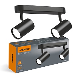 Spot LED Aplicat Dublu VIDEX 2xGU10, Negru, Rotativ, IP20, VL-SPF05B-BPB