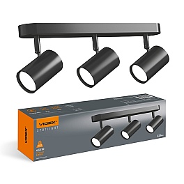 Spot LED Aplicat Triplu VIDEX 3xGU10, Negru, Rotativ, IP20, VL-SPF05B-WFB