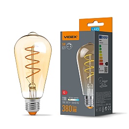 Bec LED filament decorativ VIDEX ST64, E27, 5W, 380 lm, 2200K, dimabil, VL-ST64FASD-05272