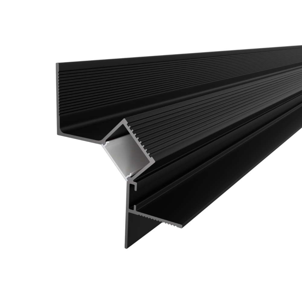 Profil Shadow Gap LED aluminiu negru 2m canal 15mm unghi 45 WALL-GLOW 45 LP507B