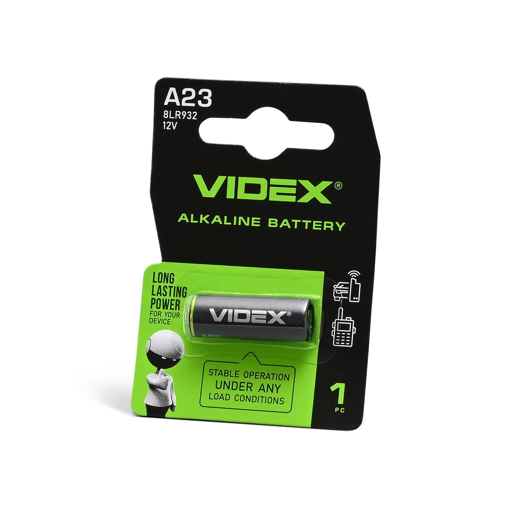 Alkaline battery VIDEX А23/Е23А 1pc BLISTER CARD