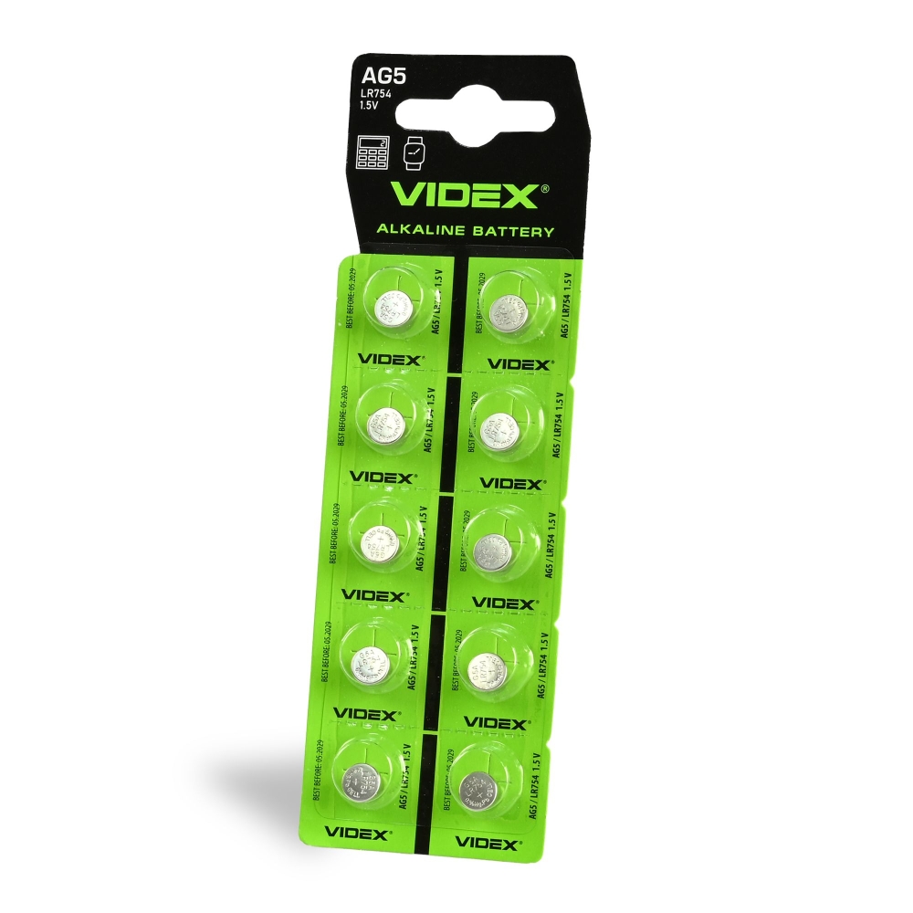 Alkaline battery VIDEX AG5/LR754 BLISTER CARD 10pcs