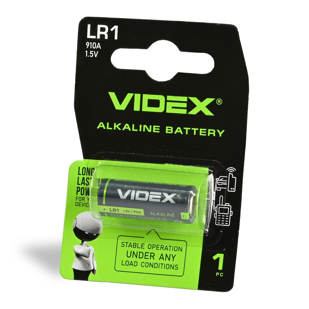 Alkaline battery VIDEX LR1 1pc BLISTER
