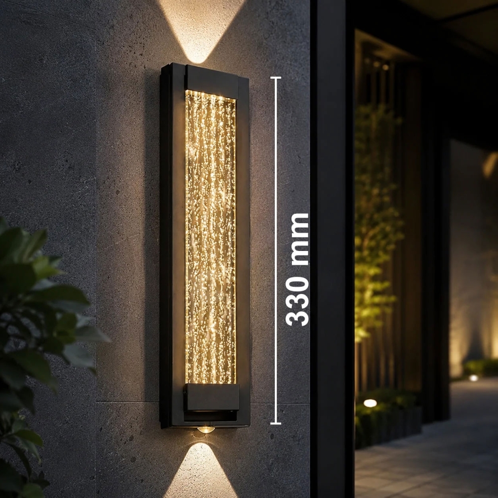 Aplică LED exterior 16W, IP65, lumină caldă 3000K, negru, 33 cm
