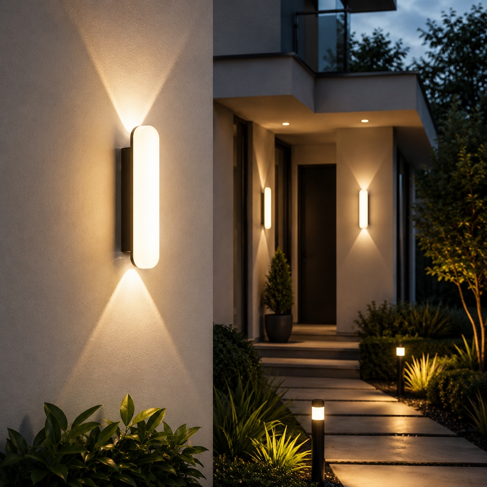 Aplică LED exterior Luna 12W, IP65, lumină caldă 3000K, negru, 30 cm