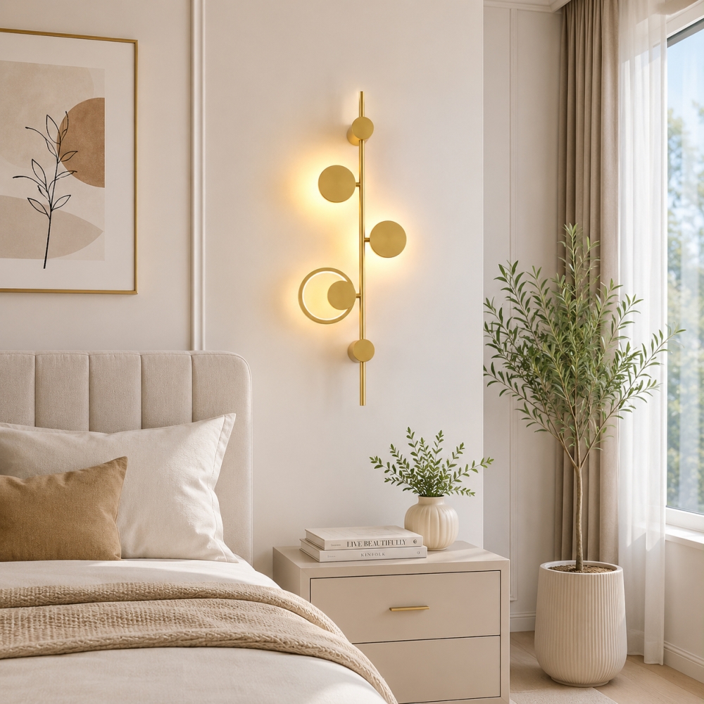 Aplică LED F6370-GD, 24W, 3 Surse de Iluminat, 3000K/4000K/6500K, Auriu, 30 x 90 cm
