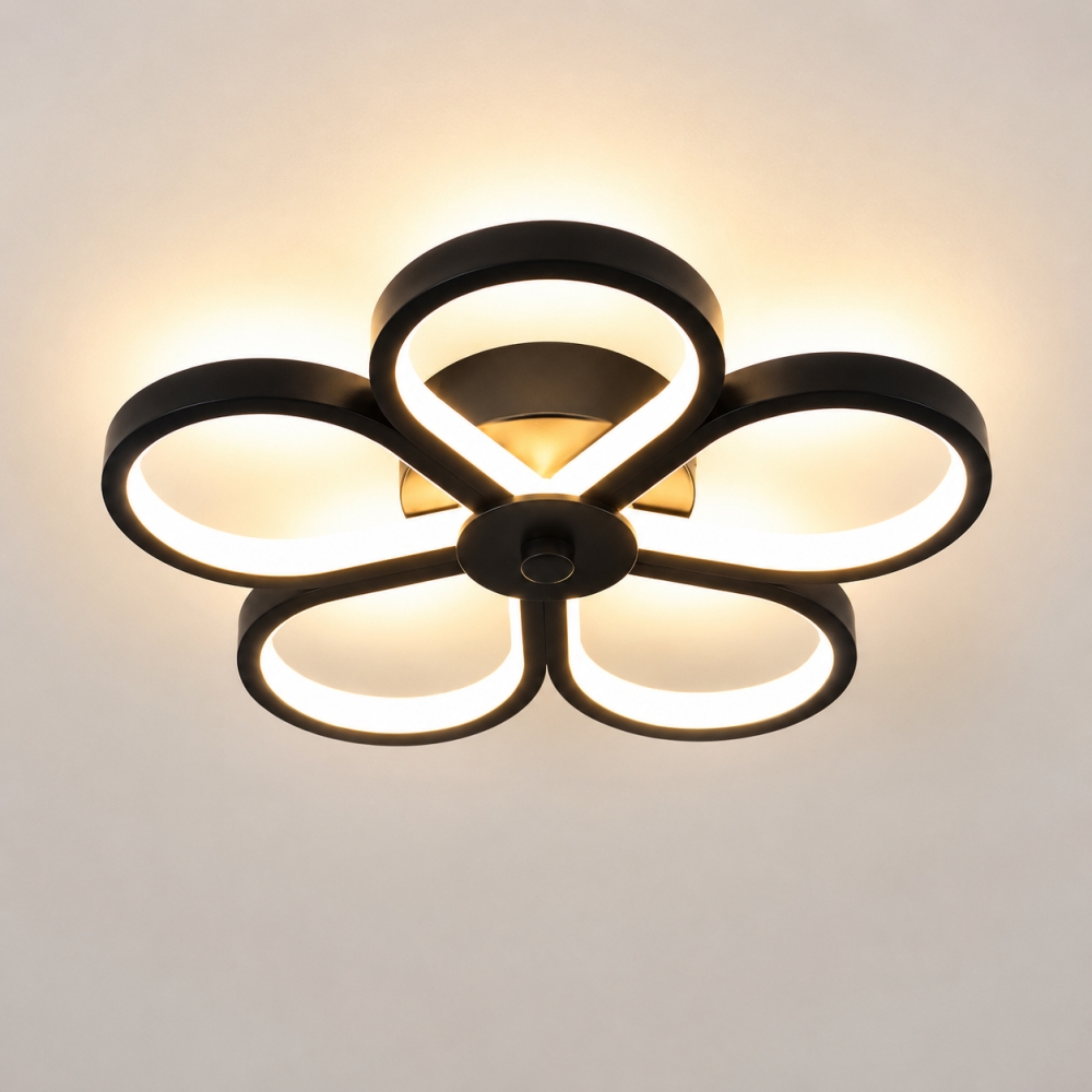 Aplică LED FLOWER AL179-BK, 24W, 3000K-6500K, Negru, 290 x 290 mm