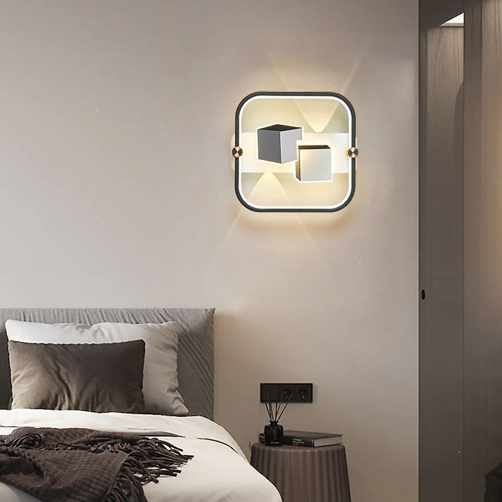 Aplica LED 3D, Patrata, 3 Tipuri De Lumina, 56W, Alb/Gri