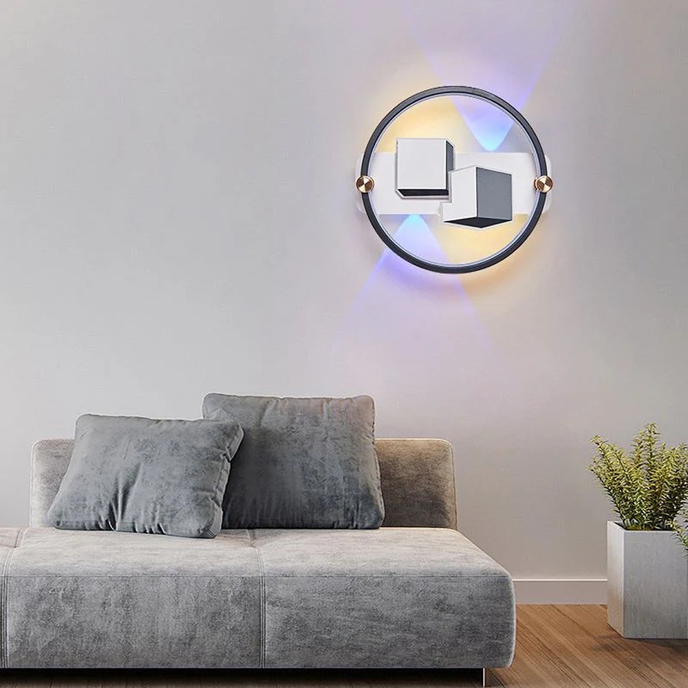 Aplica LED 3D, Rotunda, 3 Tipuri De Lumina, 56W, Alb/Gri