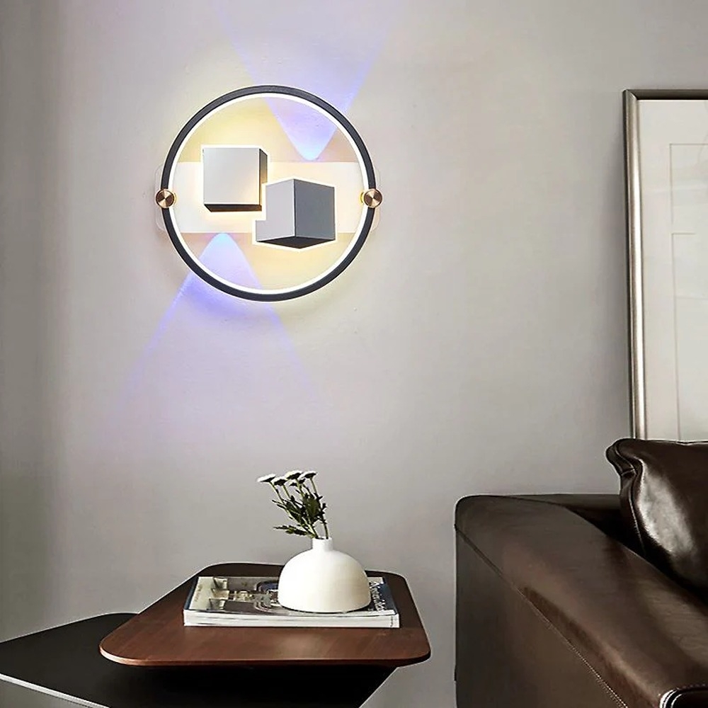 Aplica LED 3D, Rotunda, 3 Tipuri De Lumina, 56W, Alb/Gri