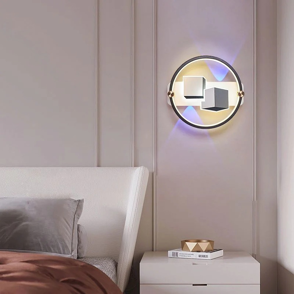 Aplica LED 3D, Rotunda, 3 Tipuri De Lumina, 56W, Alb/Gri