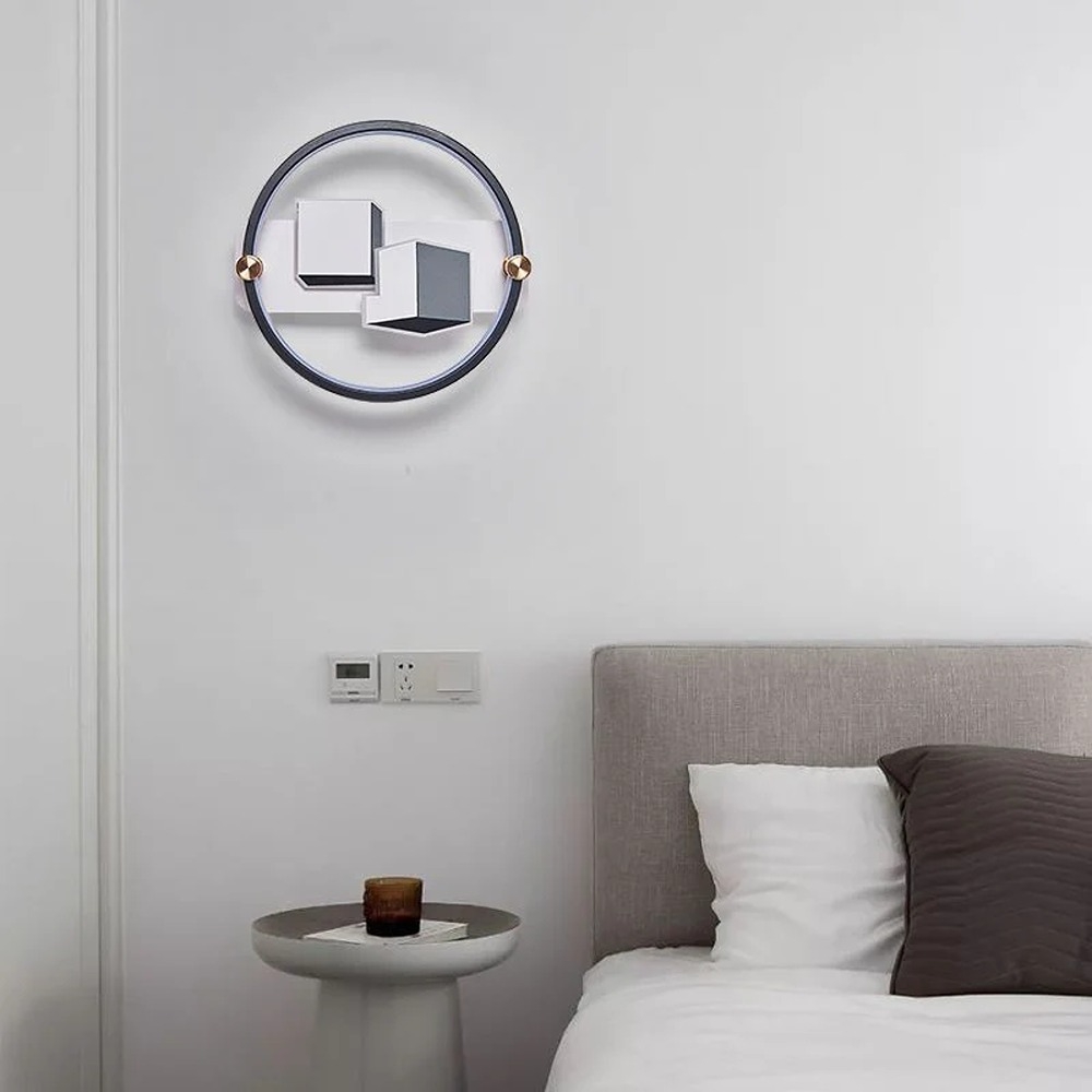 Aplica LED 3D, Rotunda, 3 Tipuri De Lumina, 56W, Alb/Gri