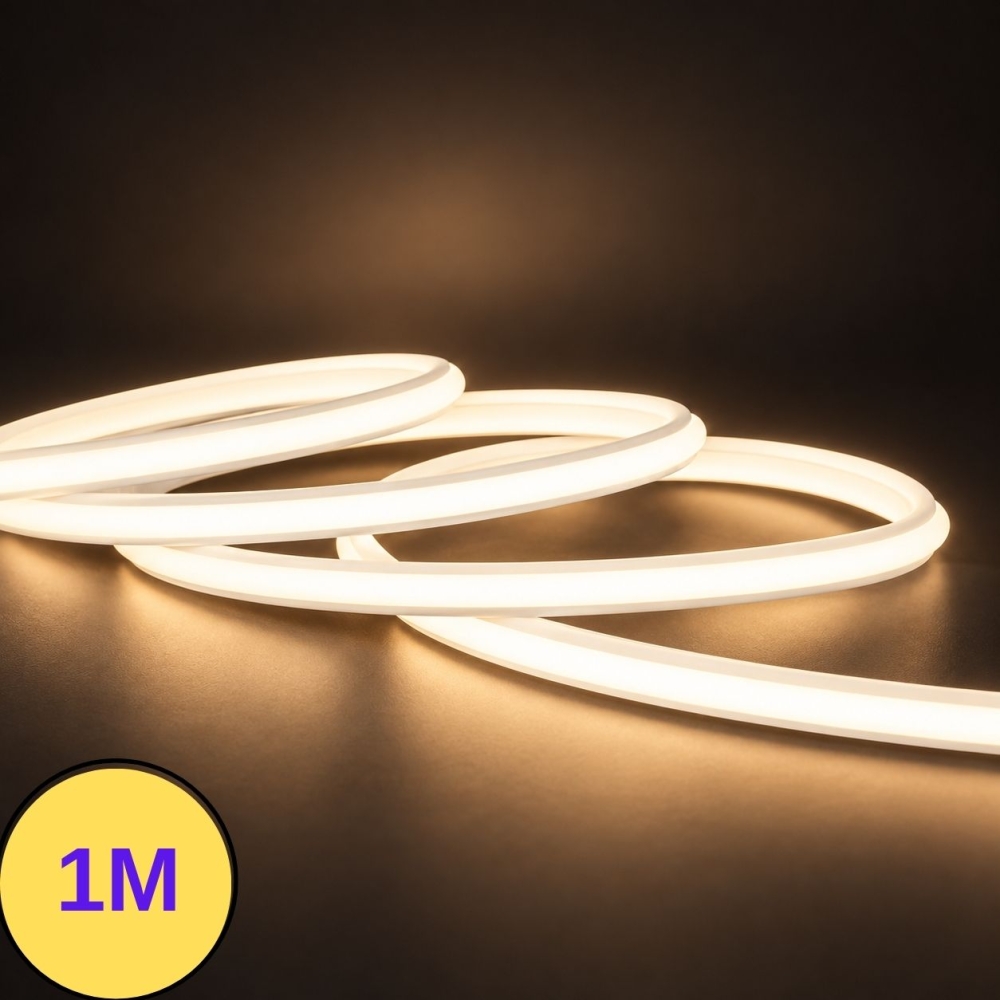Banda LED COB 220V, 10W/m, 3000K, 1.000 lm/m, IP67, taiere 25 cm, interior si exterior, 1m