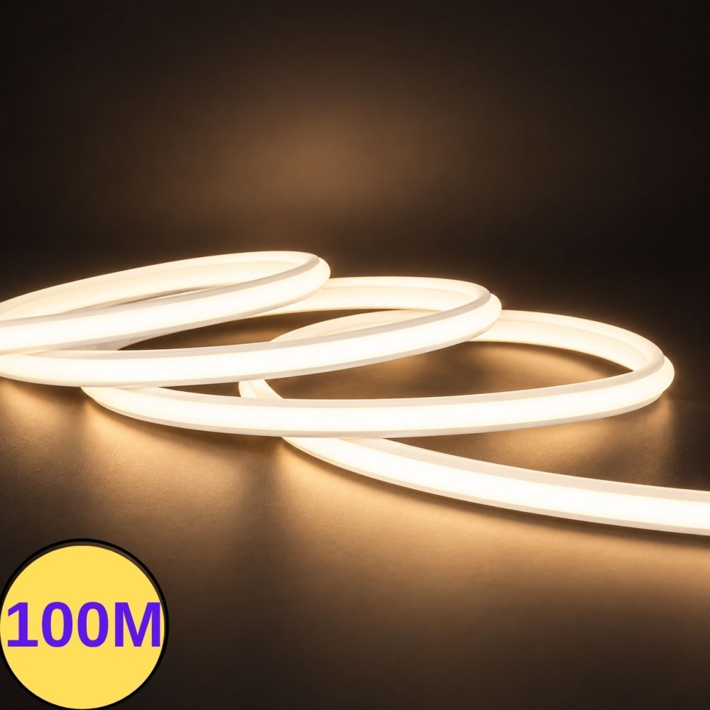 Banda LED COB 220V, 10W/m, 3000K, 1.000 lm/m, IP67, taiere 25 cm, interior si exterior, kit 100m