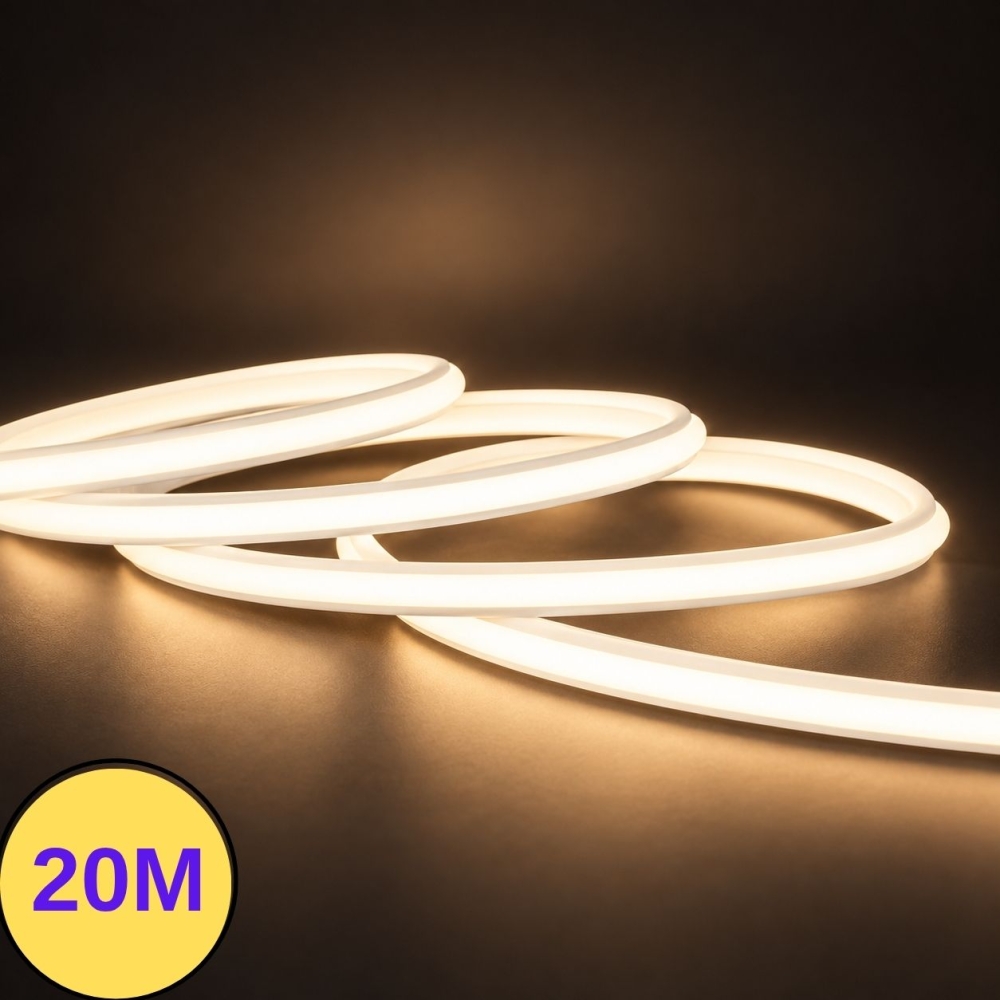 Banda LED COB 220V, 10W/m, 3000K, 1.000 lm/m, IP67, taiere 25 cm, interior si exterior, kit 20m