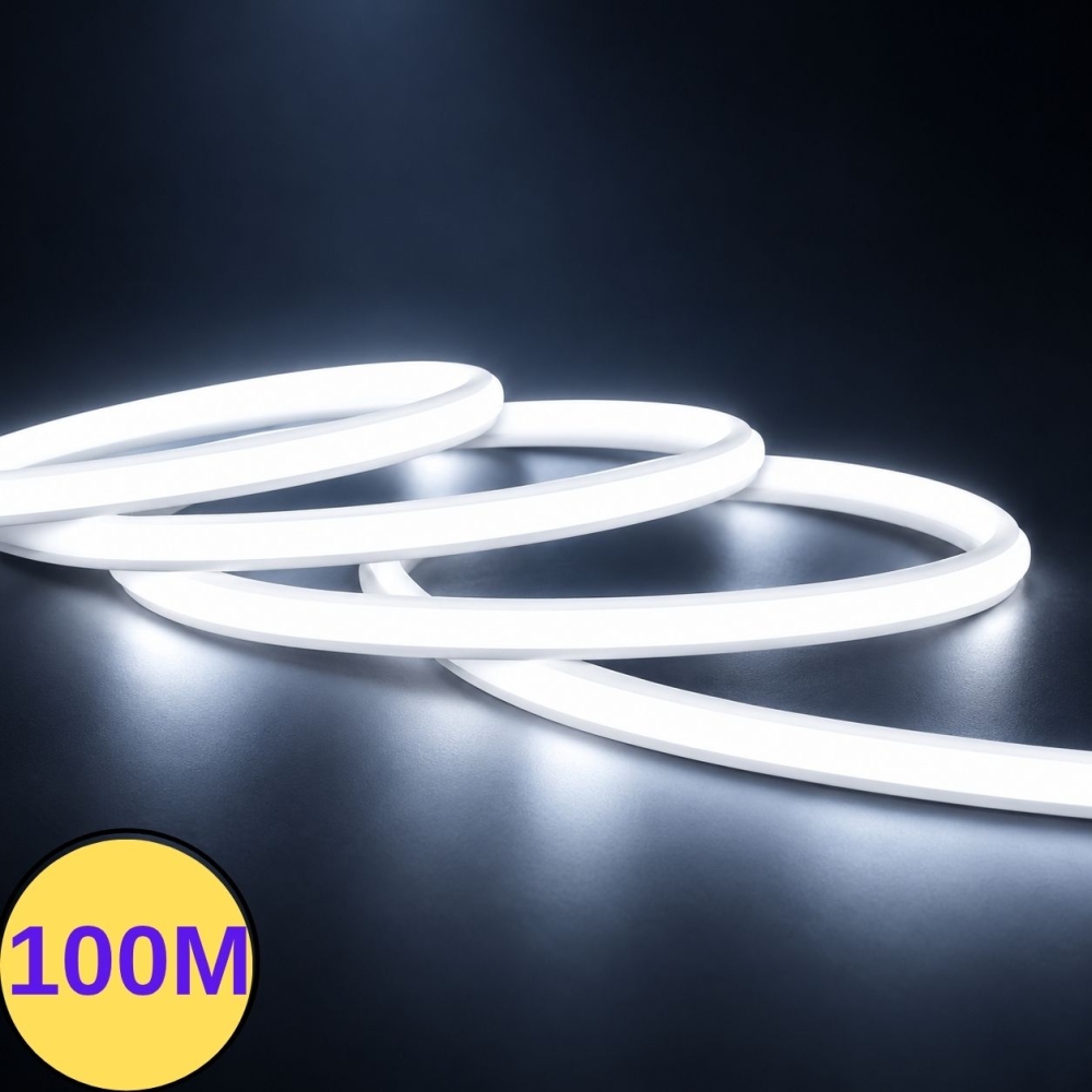 Banda LED COB 220V, 10W/m, 6500K, 1.000 lm/m, IP67, taiere 25 cm, interior si exterior, kit 100m