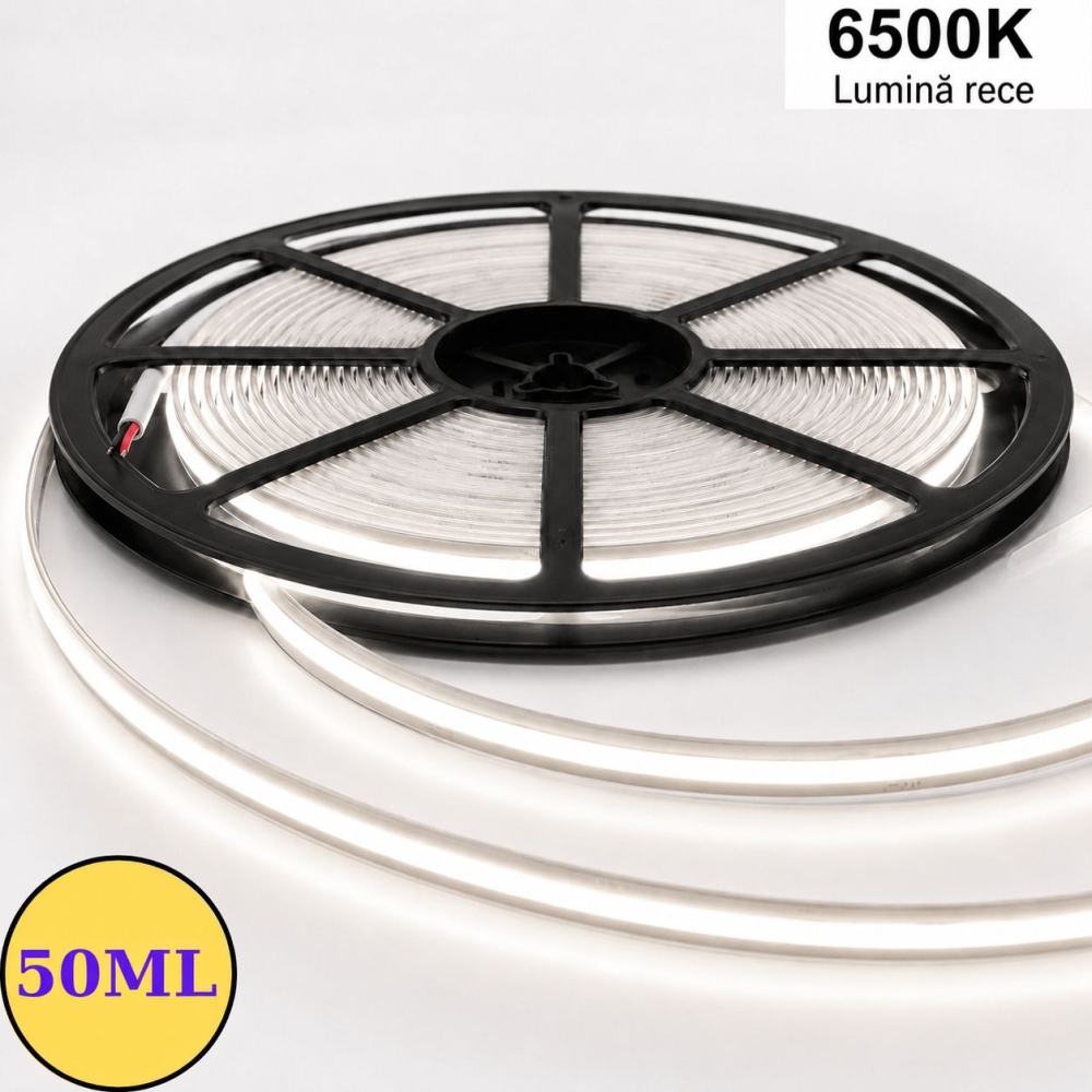 Banda LED COB Free Cut 24V 50m, 600W, 60.000 lm, 6400K, 12W/m