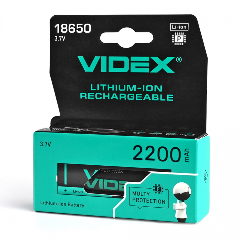 Baterie Li-Ion VIDEX 18650-P 2200mAh 3.7V cu Protectie Color Box
