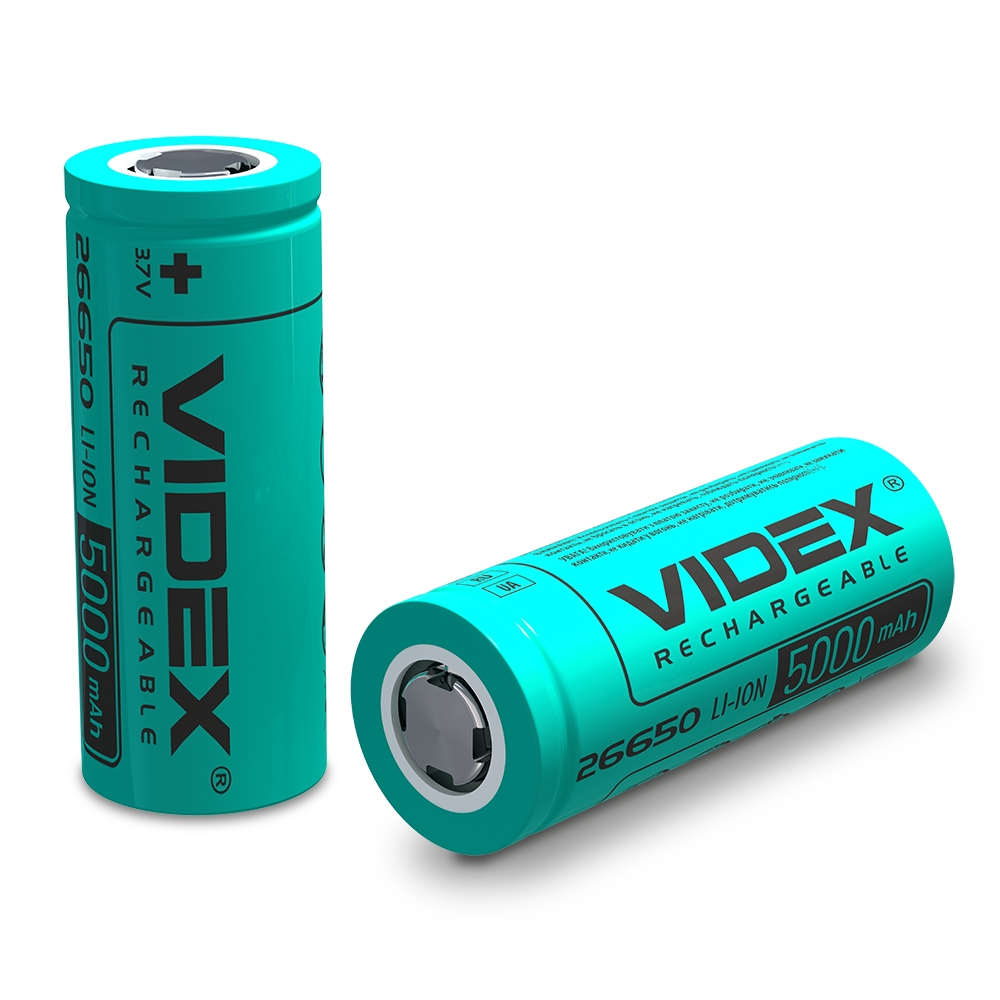 Acumulator Li-ion VIDEX 26650, 3.7V, 5000 mAh, fara protectie, bulk 1 bucata