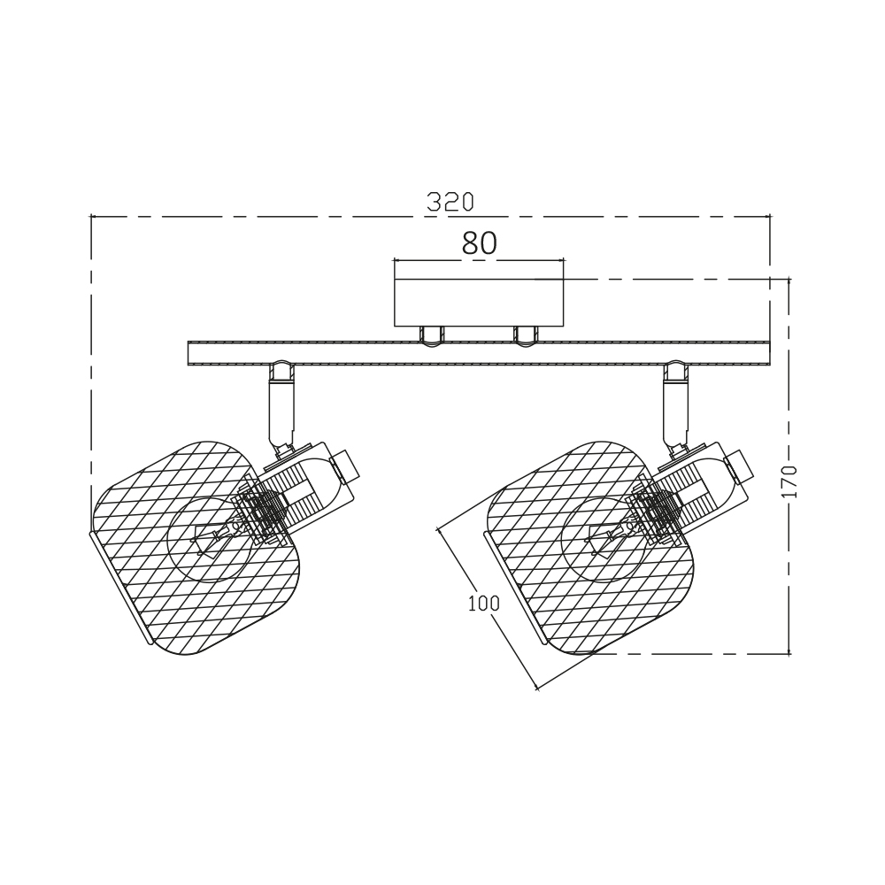 Aplica de perete W001C-2H-2xE14-Wiring WDN max 2x23W
