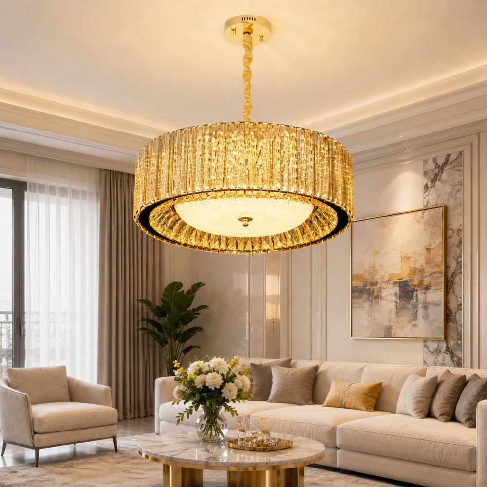 Candelabru cristal Bijou 120W auriu PRO-A6153-500 cu telecomanda