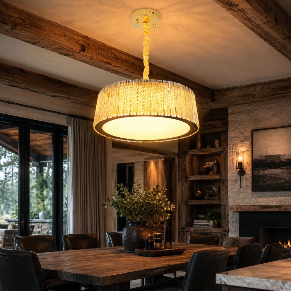 Candelabru Cristal K9 Aplicat Prestige A8007-600 cu LED 144W și Telecomandă